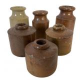 Six English Stoneware Ink Bottles