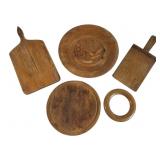 Five Vintage Wooden Kitchen Items