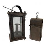 Two Antique Lanterns: Wooden & Carriage