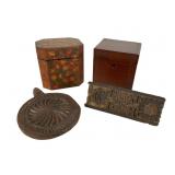 Wooden Tea Boxes, Print Block & Biscuit Mold