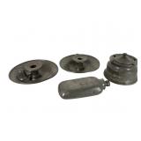 Pewter Flask, Inkwell, and Candleholders
