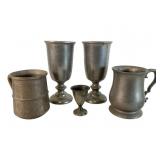 Pewter Goblets, Tankards, and Cordial Cup
