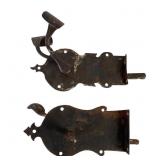 Two Wrought Iron Door Rim Latches