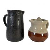 Two Glazed Stoneware Pitchers
