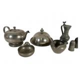 Seven Pewter Tableware Items
