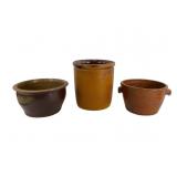 Three Glazed Stoneware Pots