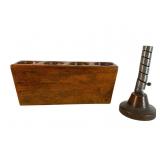 Primitive Iron Spiral Candlestick & Wooden Candle