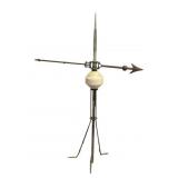 Antique Lightning Rod with Milk Glass Bulb