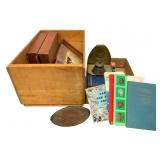 Wooden Crate With Empty Albums