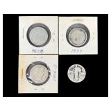 Four Silver Quarters, Dates as Shown