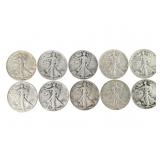 10 Standing Liberty Half Dollars, 1941