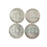 4 Silver 1948 Franklin Half Dollars