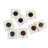 Eight Indian Head Cents, Circulated