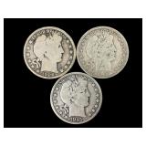 3 Silver Liberty Head Half Dollars, 1906 & 1915