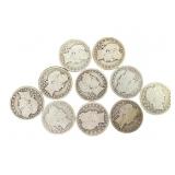 10 Silver Liberty Head Quarters, Circulated