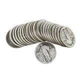 24 Silver Standing Liberty Quarters