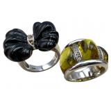 Two AP 925 Resin and Crystal Rings