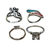 Four Sterling Silver Rings