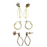 Three 14k Gold Earring Sets