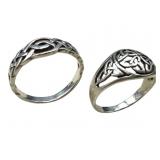 Two Sterling Silver Celtic Knot Rings
