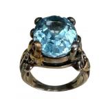 Barbara Bixby 935/18K Blue Topaz Gold Ring