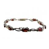 Sterling Silver Garnet Bracelet, 8 Inches