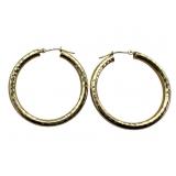 14k Yellow Gold Hollow Hoop Earrings
