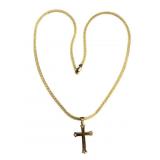 14K Gold Flat Chain and Cross Pendant