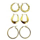 3 Vermeil Sterling Hoop Earrings