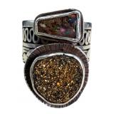 925 Gabai Pyrite and Fire Agate Ring