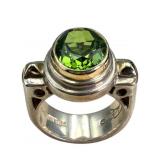 Reve 925/14K Green Topaz Ring, Size 7