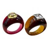 Resin Rings with 18k and CZ Accents