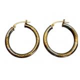 10k Dual Tone Hoop Earrings
