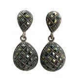 925 Marcasite Teardrop Dangle Earrings
