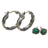 Two Pairs of 925 Silver Earrings