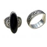 Sterling Silver Rings, Onyx