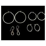 Four Pairs of Sterling Silver Earrings