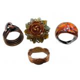 Four Unique Rings, Sizes 7-10