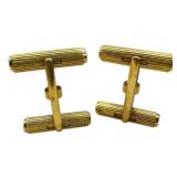 18K Gold Ribbed Bar Cufflinks
