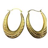 14k Hollow Gold Oval Hoop Earrings