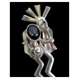 Sterling Silver Kokopelli Ring with Onyx