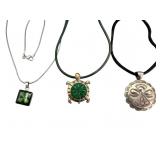 Three Sterling Pendant Necklaces Set