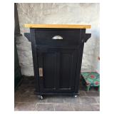 Rolling Kitchen Island with Wood Top