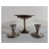 Sterling Weighted Compote and Candlesticks