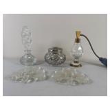 Perfume Bottle, Atomizer, and Dresser Jar
