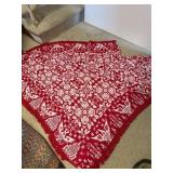 Woven Red and White Coverlet