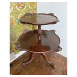 Mahogany Two-Tier Table, 31 Inches Tall