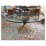 LaBarge Glass Table with Wheat Motif Base
