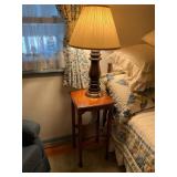 Mahogany Table, Lamp, and Brass Floor Lamp