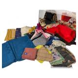 Large Lot Fabric And Silk Scarves